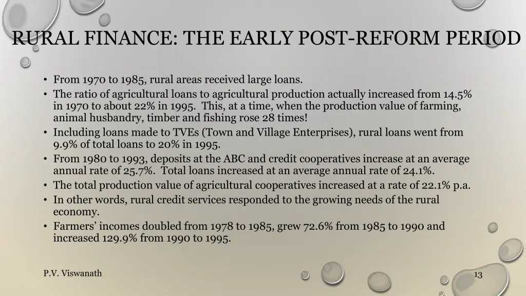 rural finance the early post reform period