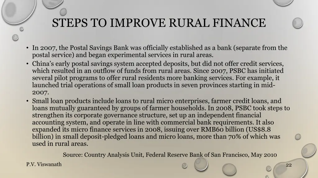 steps to improve rural finance 1