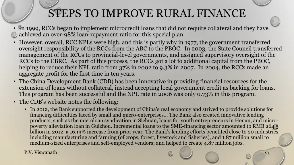 steps to improve rural finance