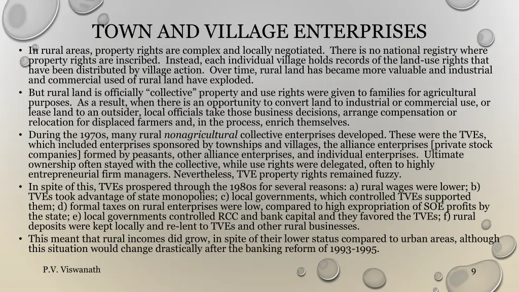 town and village enterprises in rural areas