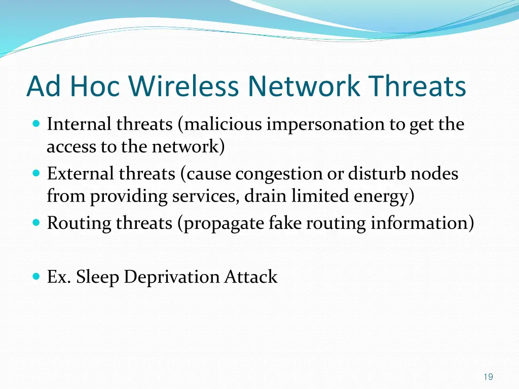 ad hoc wireless network threats