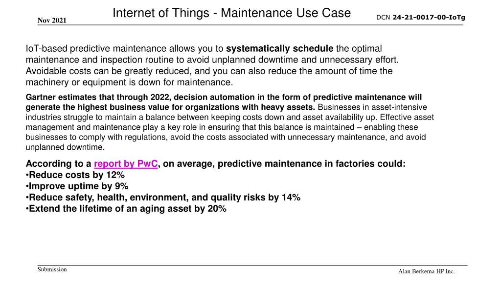 internet of things maintenance use case