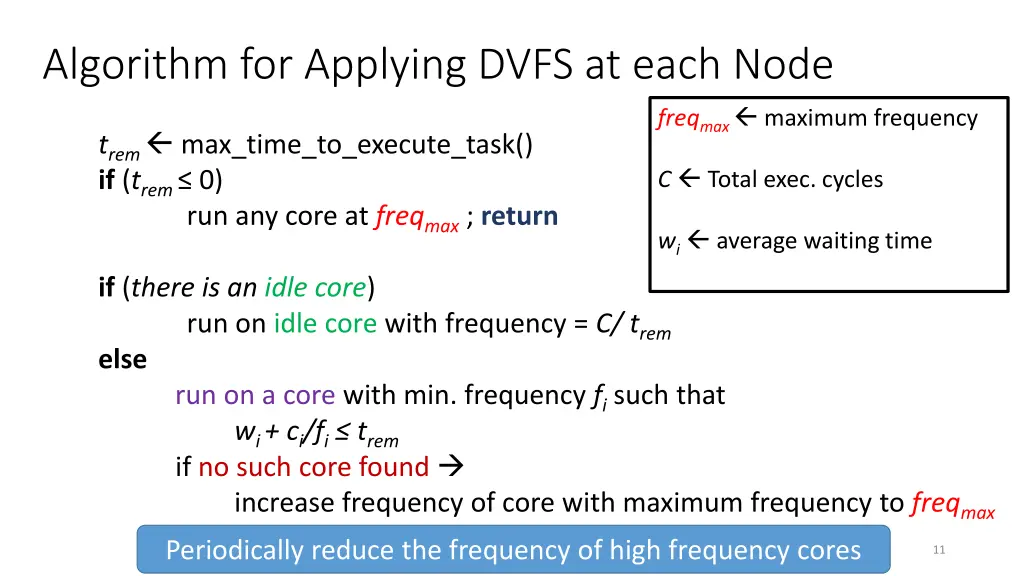 algorithm for applying dvfs at each node