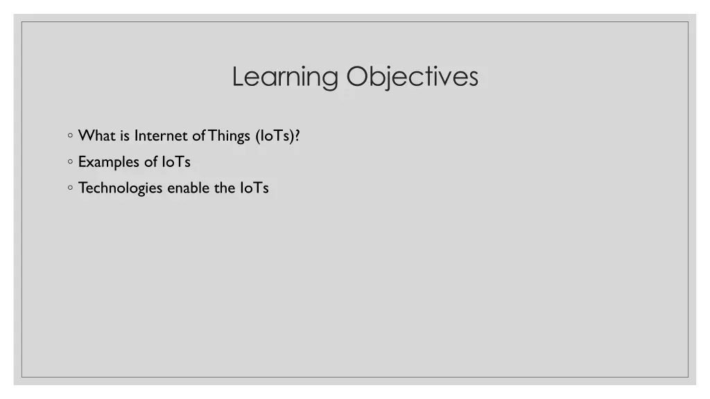 learning objectives