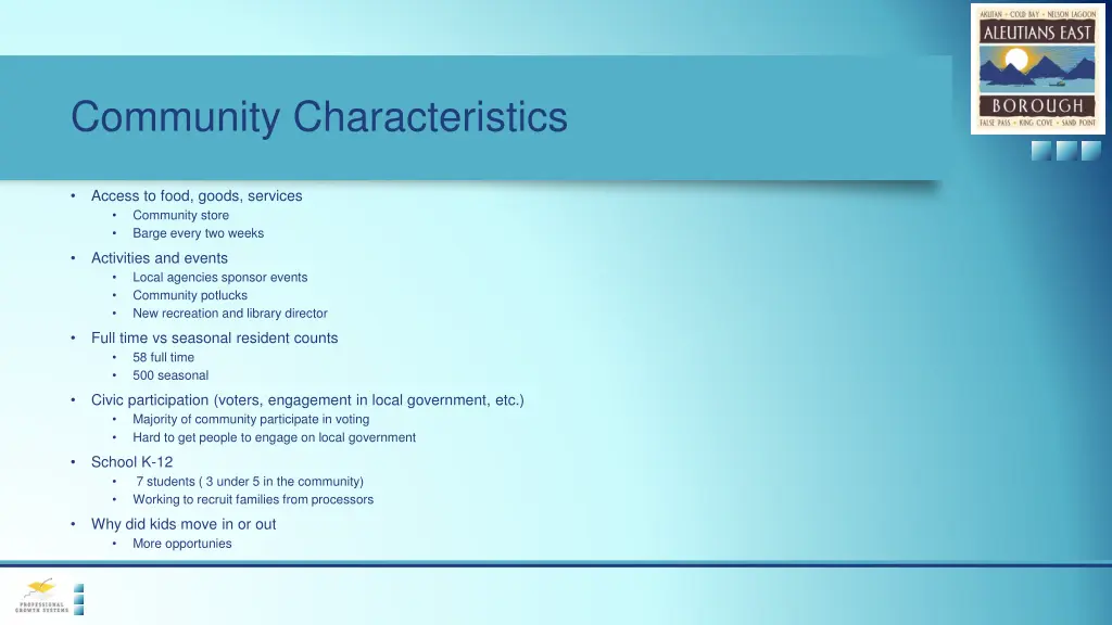 community characteristics