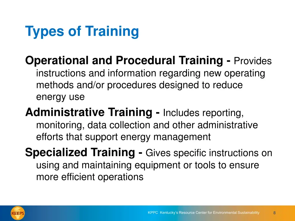 types of training