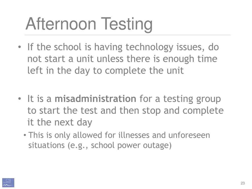 afternoon testing