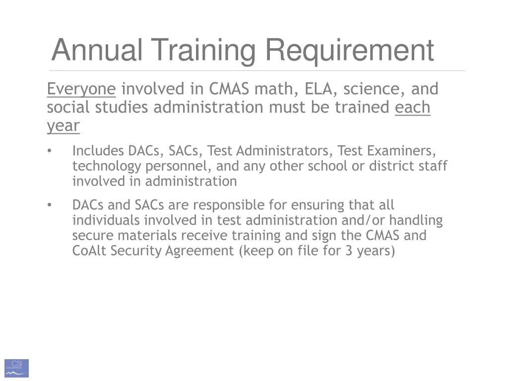annual training requirement