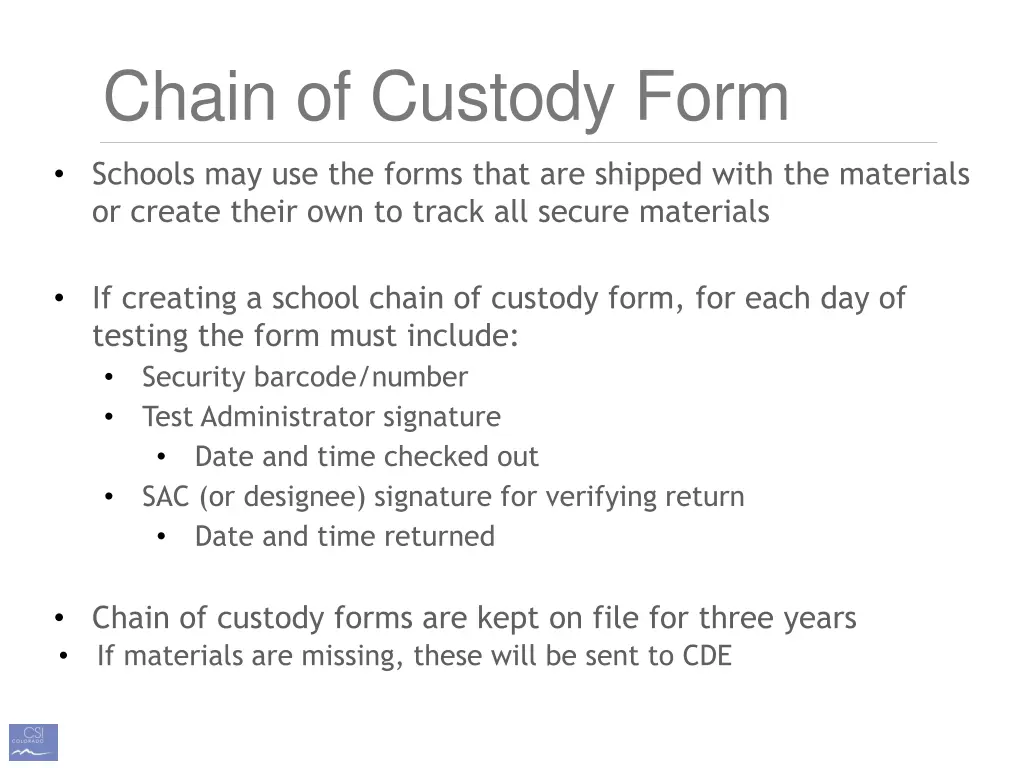 chain of custody form