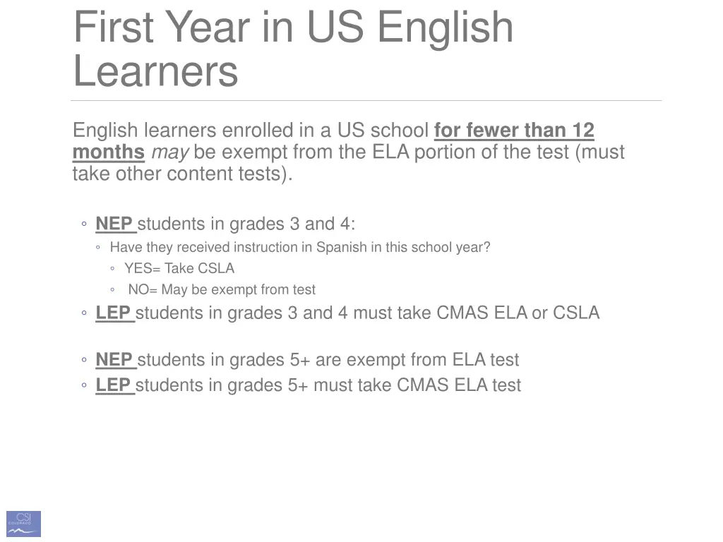 first year in us english learners