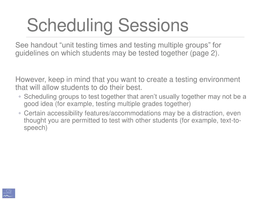 scheduling sessions