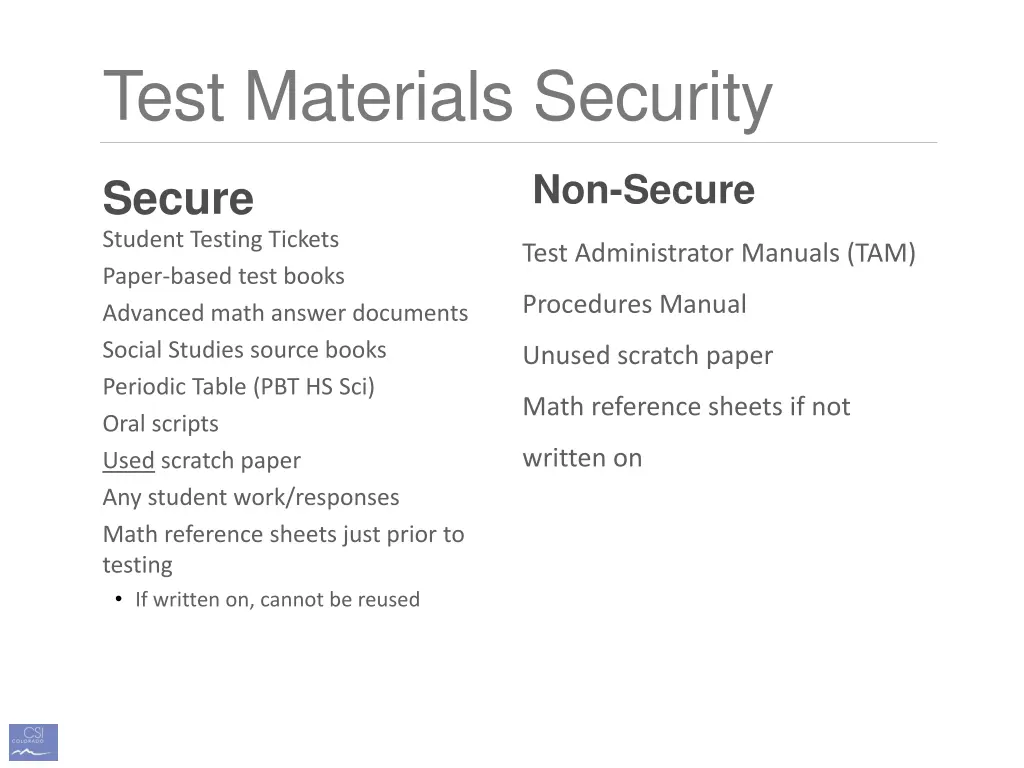 test materials security