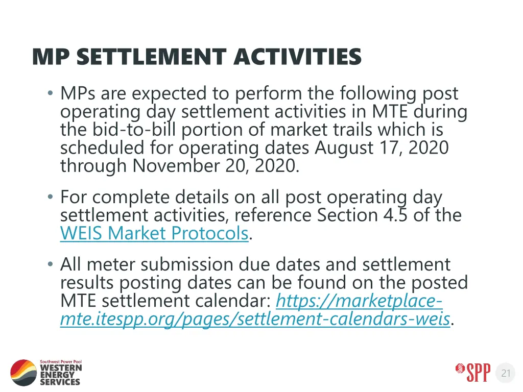 mp settlement activities mps are expected
