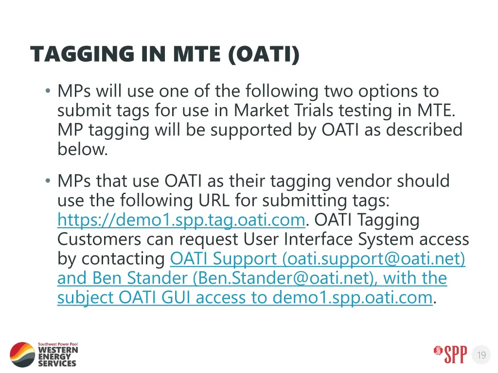 tagging in mte oati