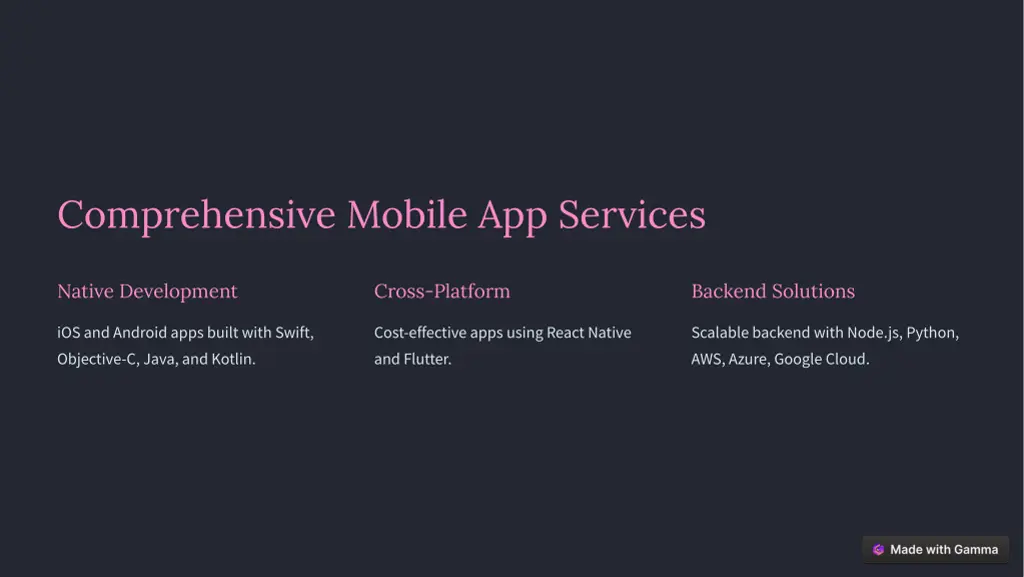 comprehensive mobile app services