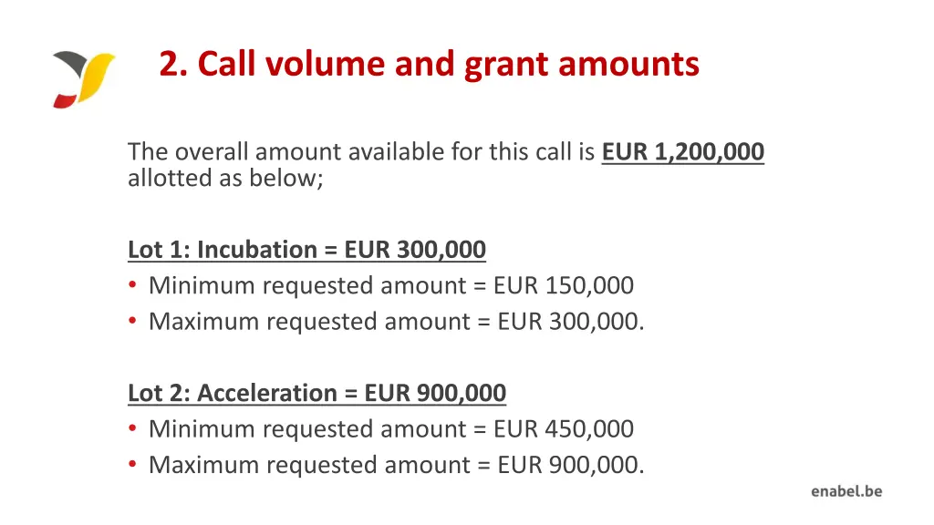 2 call volume and grant amounts