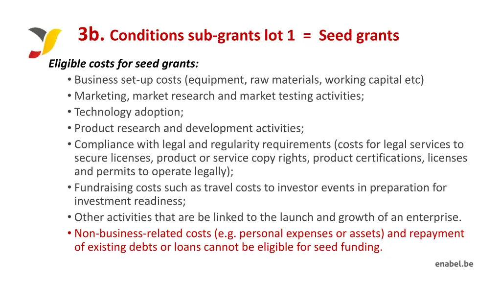 3b conditions sub grants lot 1 seed grants 1