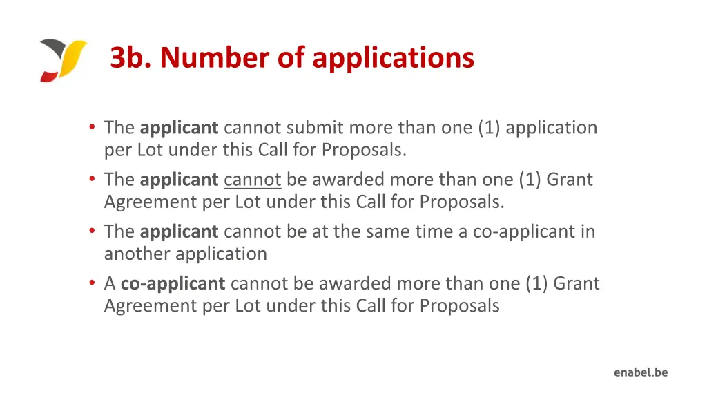 3b number of applications
