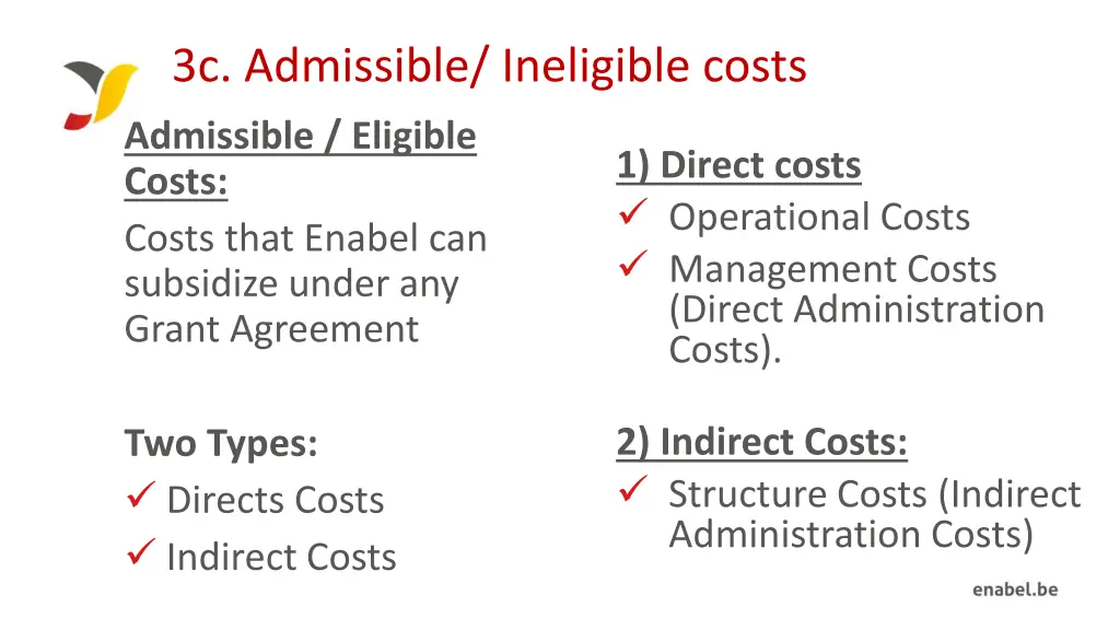 3c admissible ineligible costs