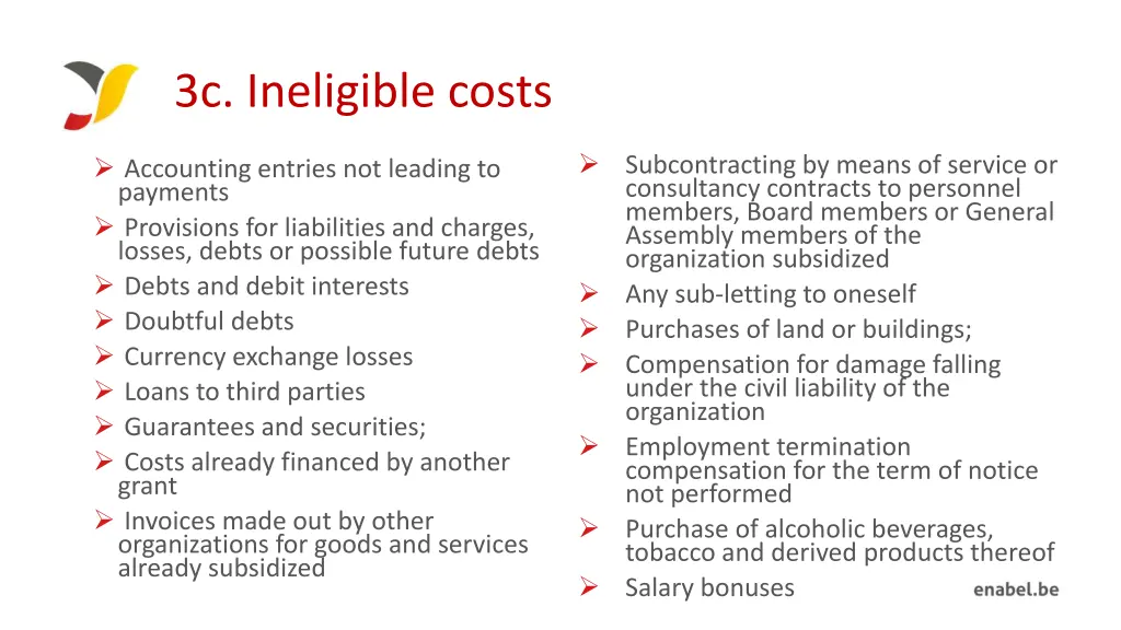 3c ineligible costs