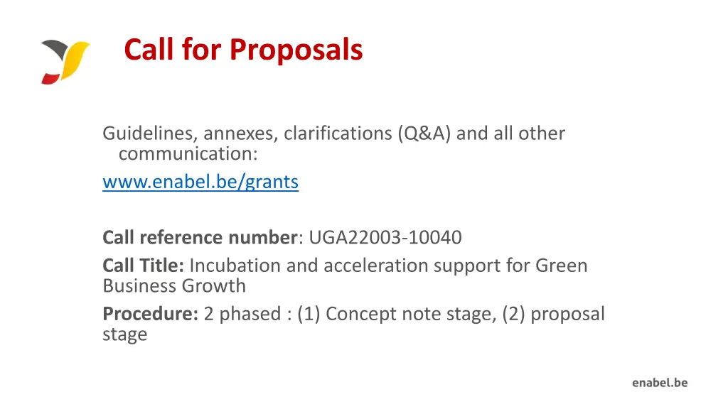 call for proposals 1