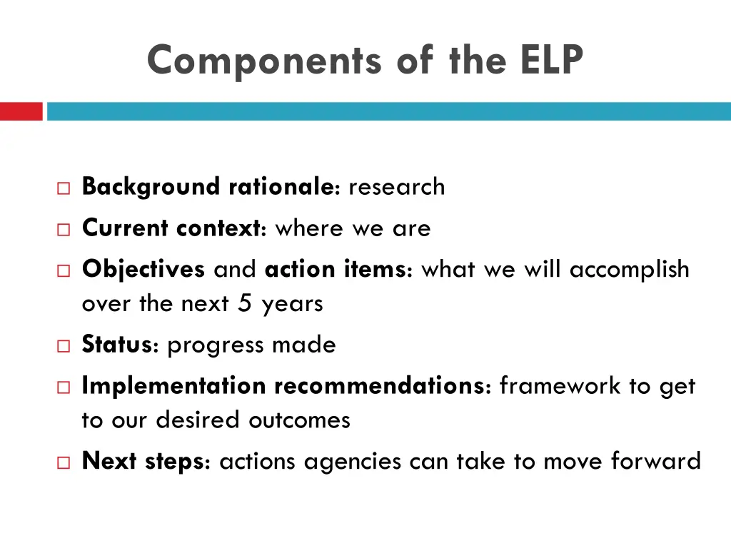 components of the elp