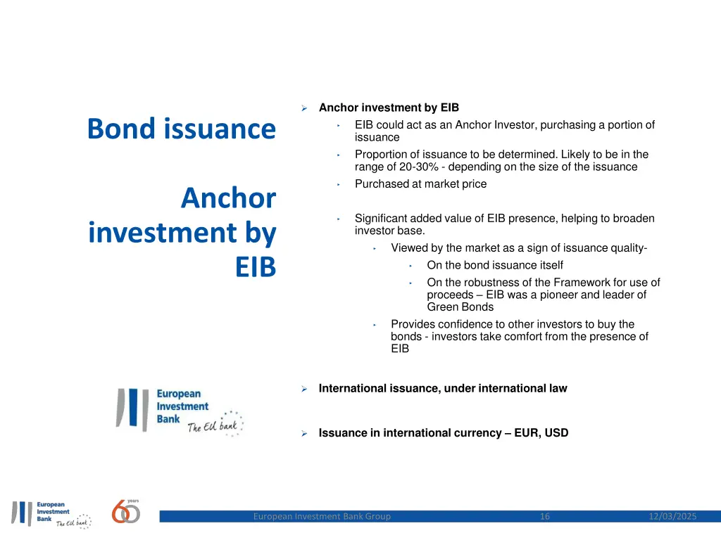 anchor investment by eib eib could