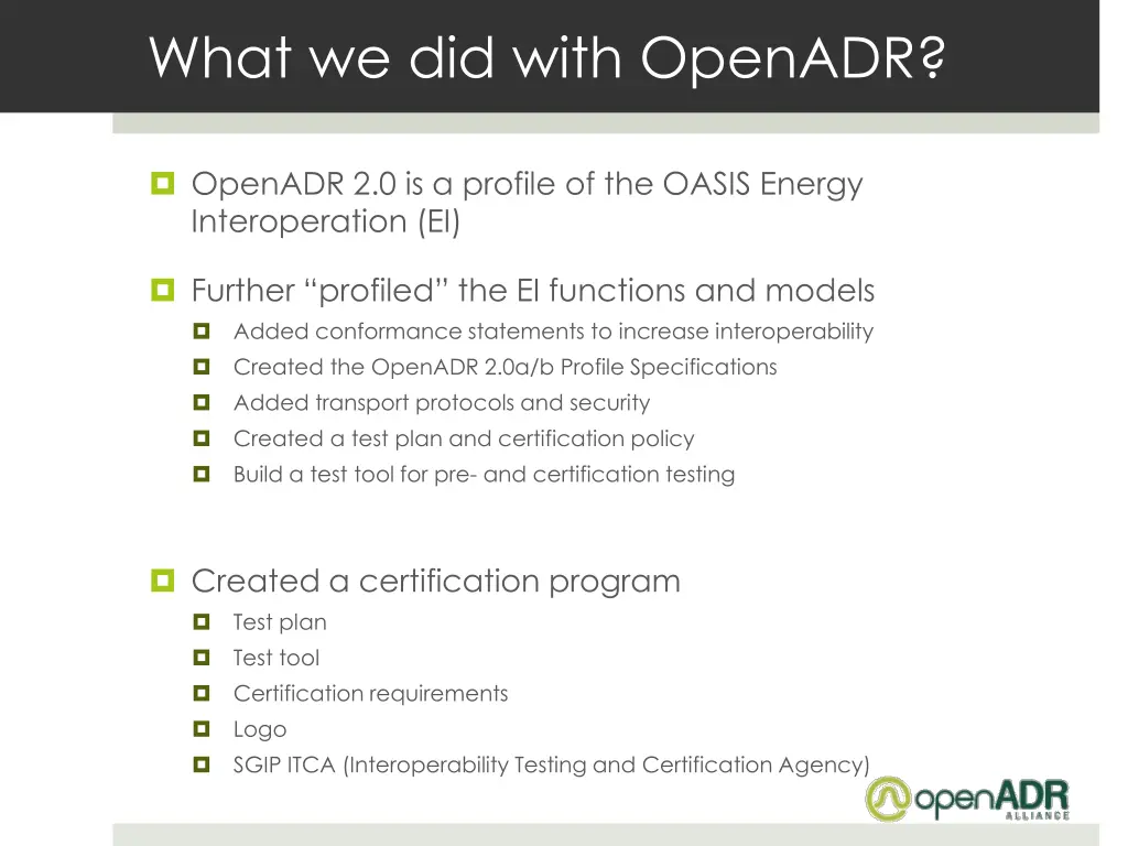 what we did with openadr