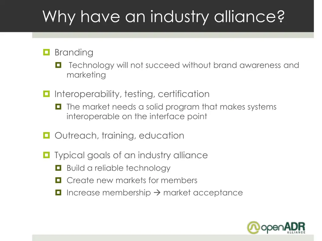 why have an industry alliance