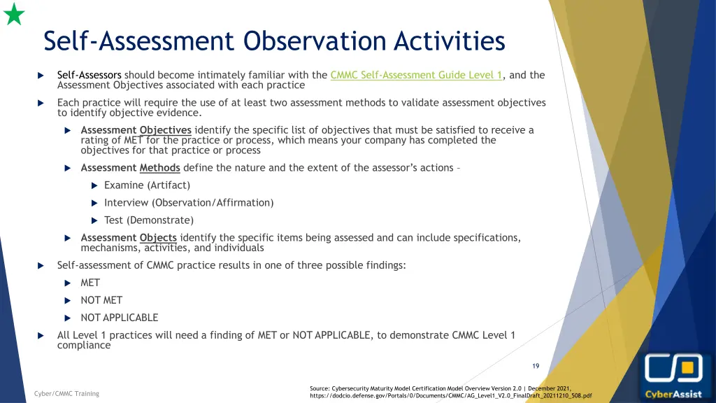 self assessment observation activities