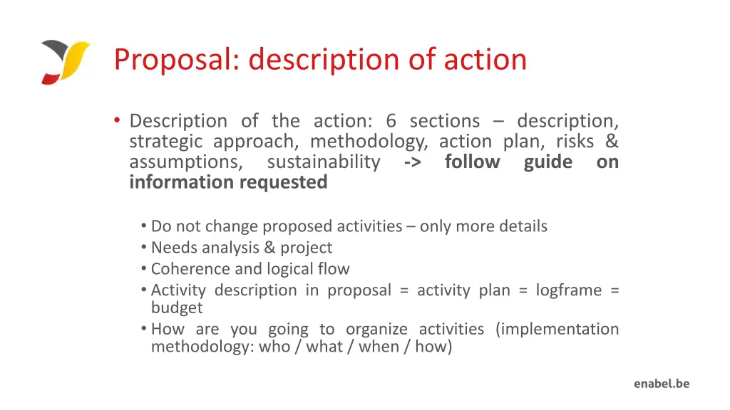 proposal description of action