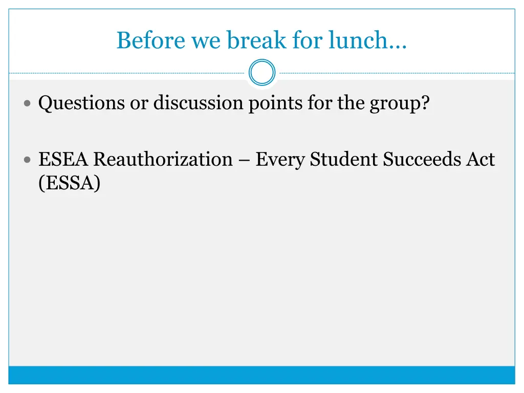 before we break for lunch