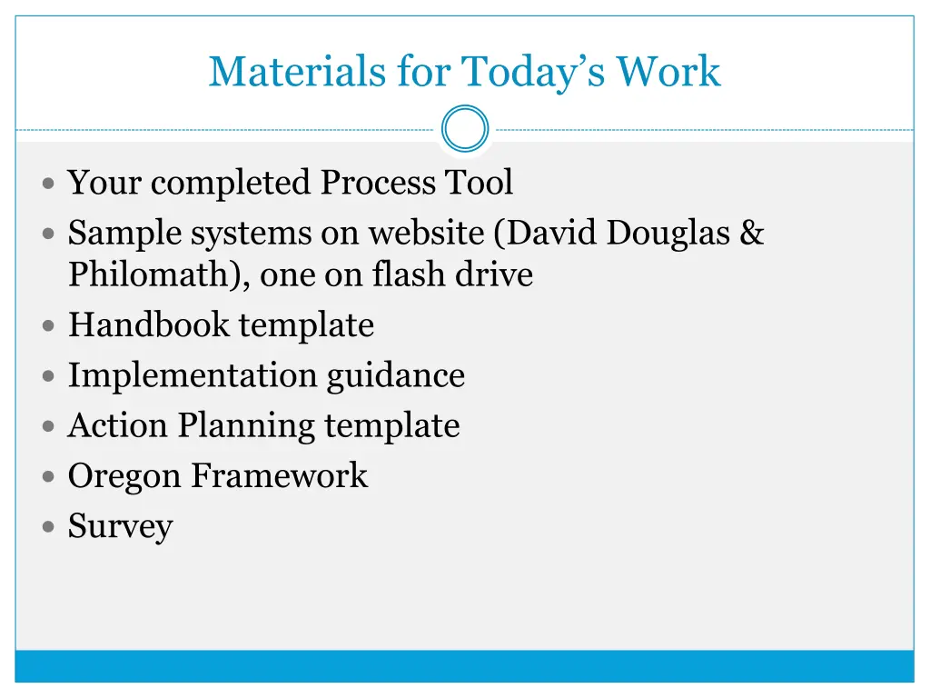 materials for today s work