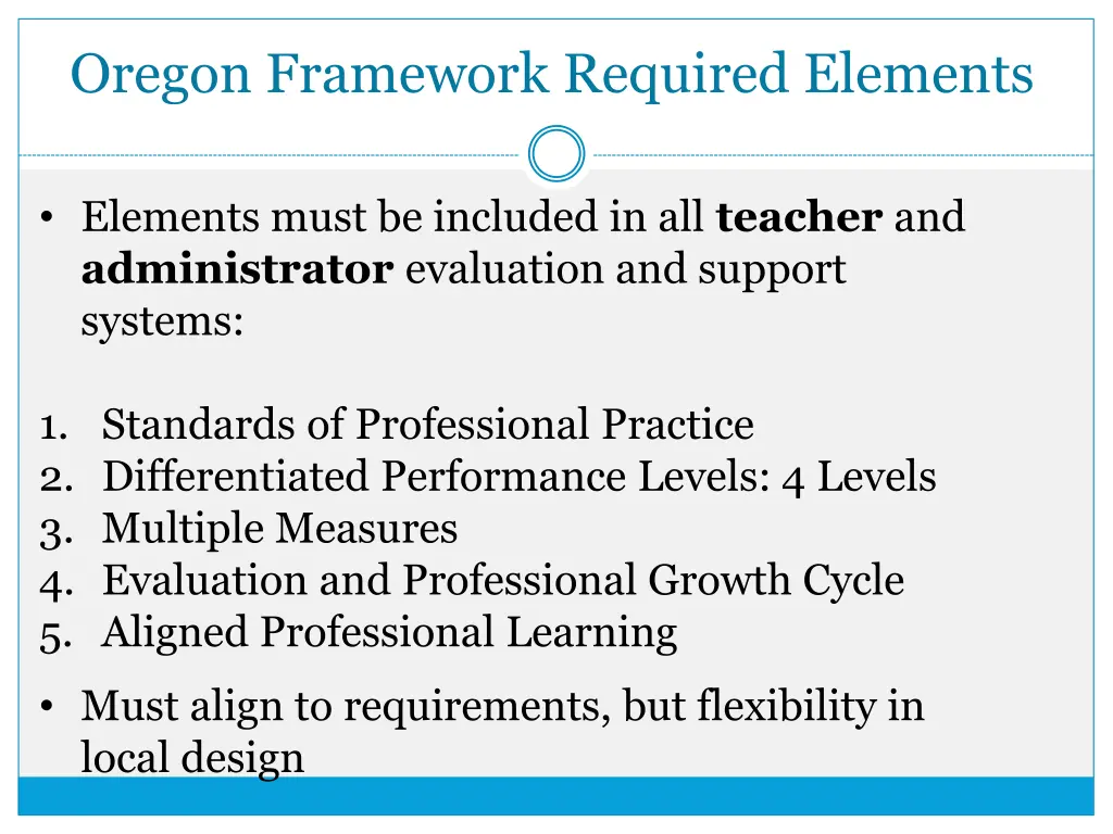 oregon framework required elements