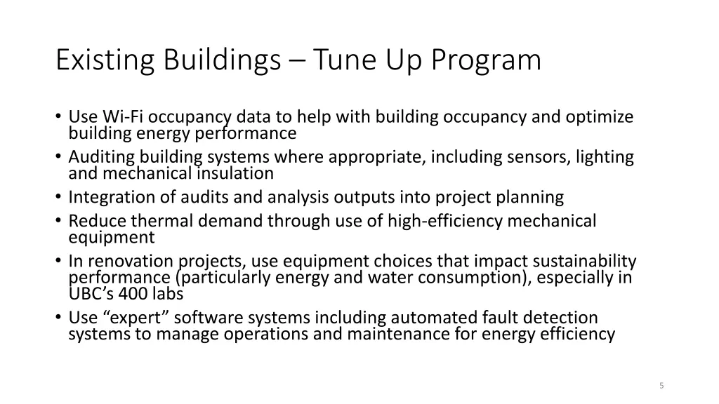 existing buildings tune up program