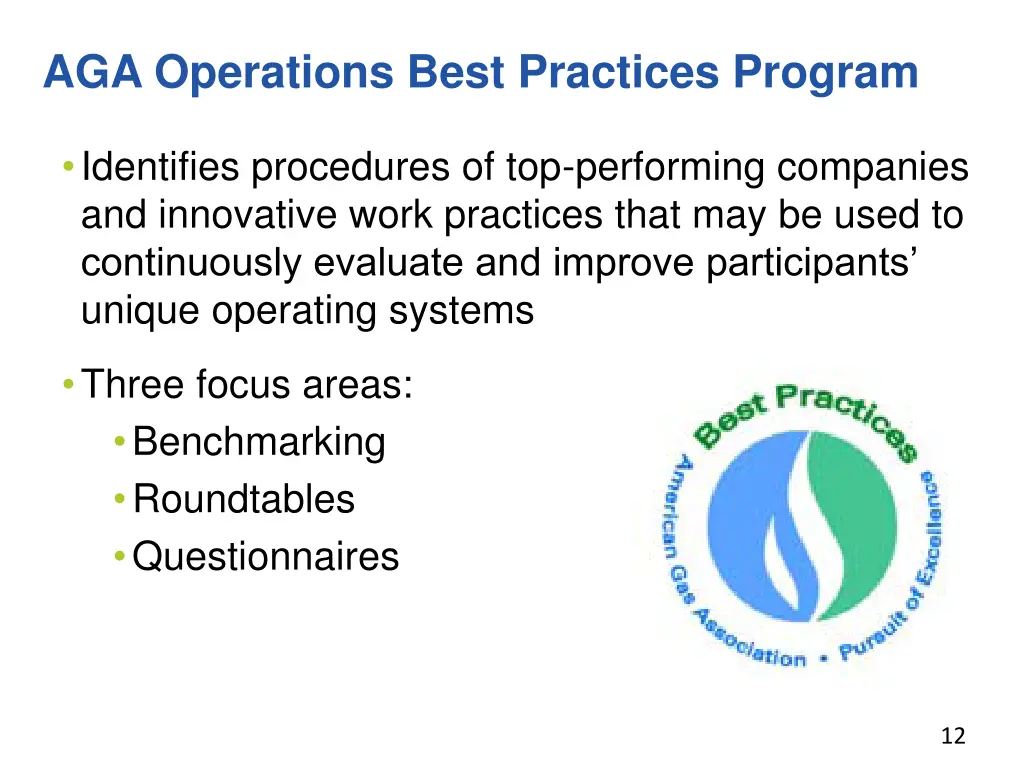 aga operations best practices program