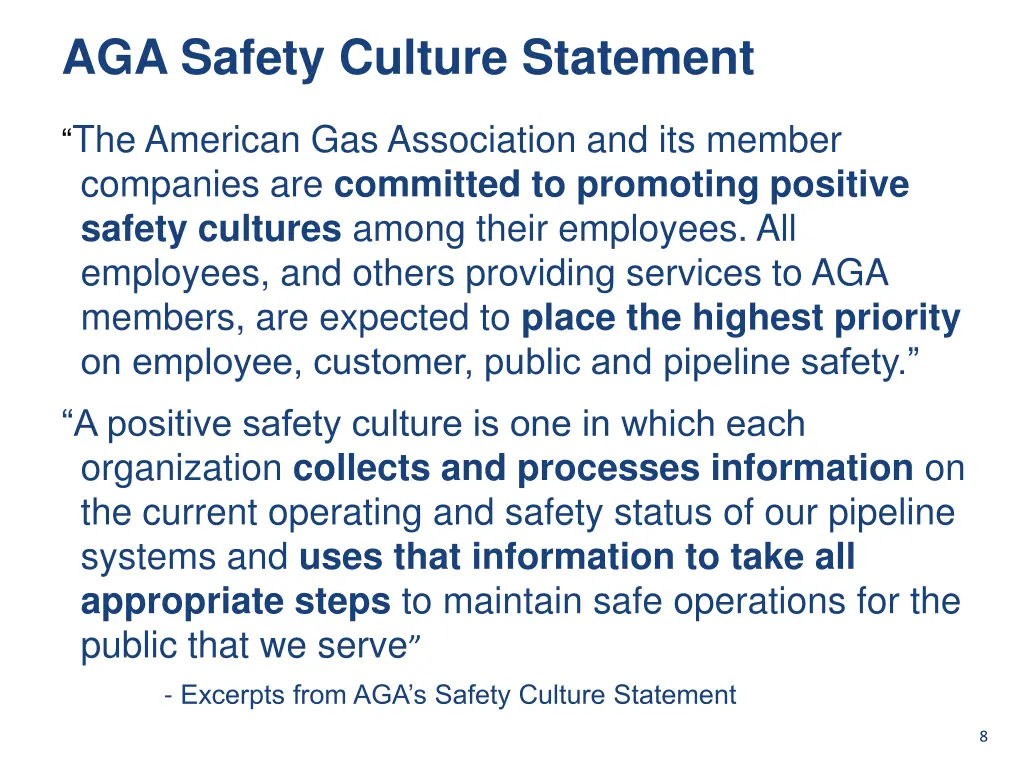 aga safety culture statement