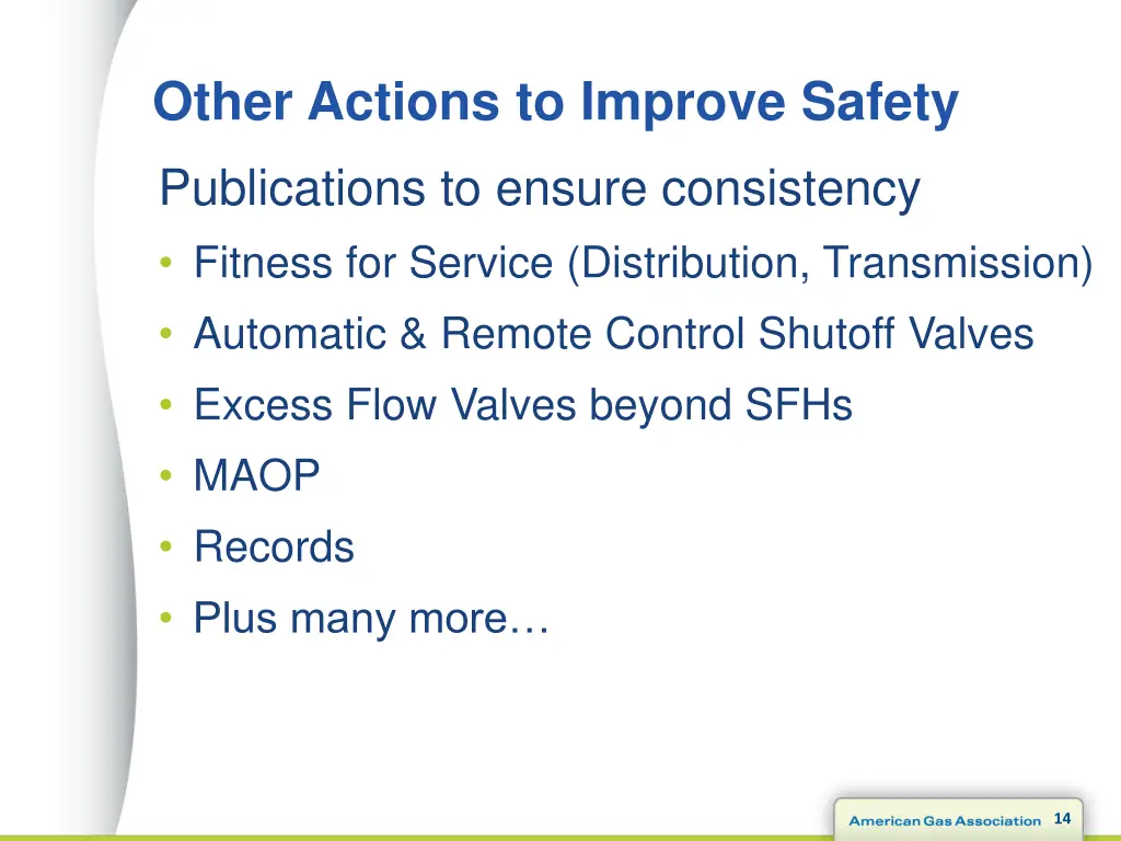 other actions to improve safety