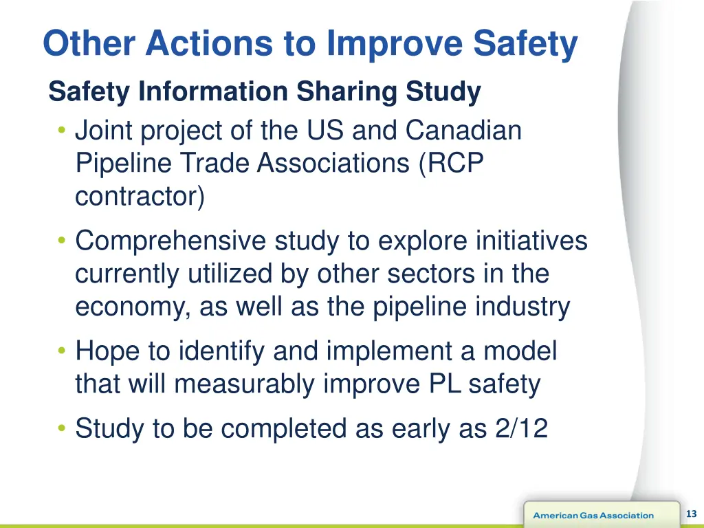other actions to improve safety safety