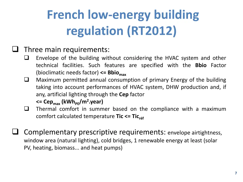 french low energy building regulation rt2012