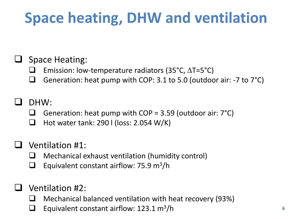 space heating dhw and ventilation