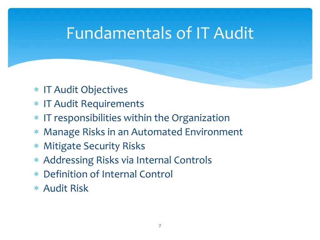 fundamentals of it audit