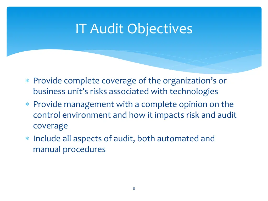 it audit objectives