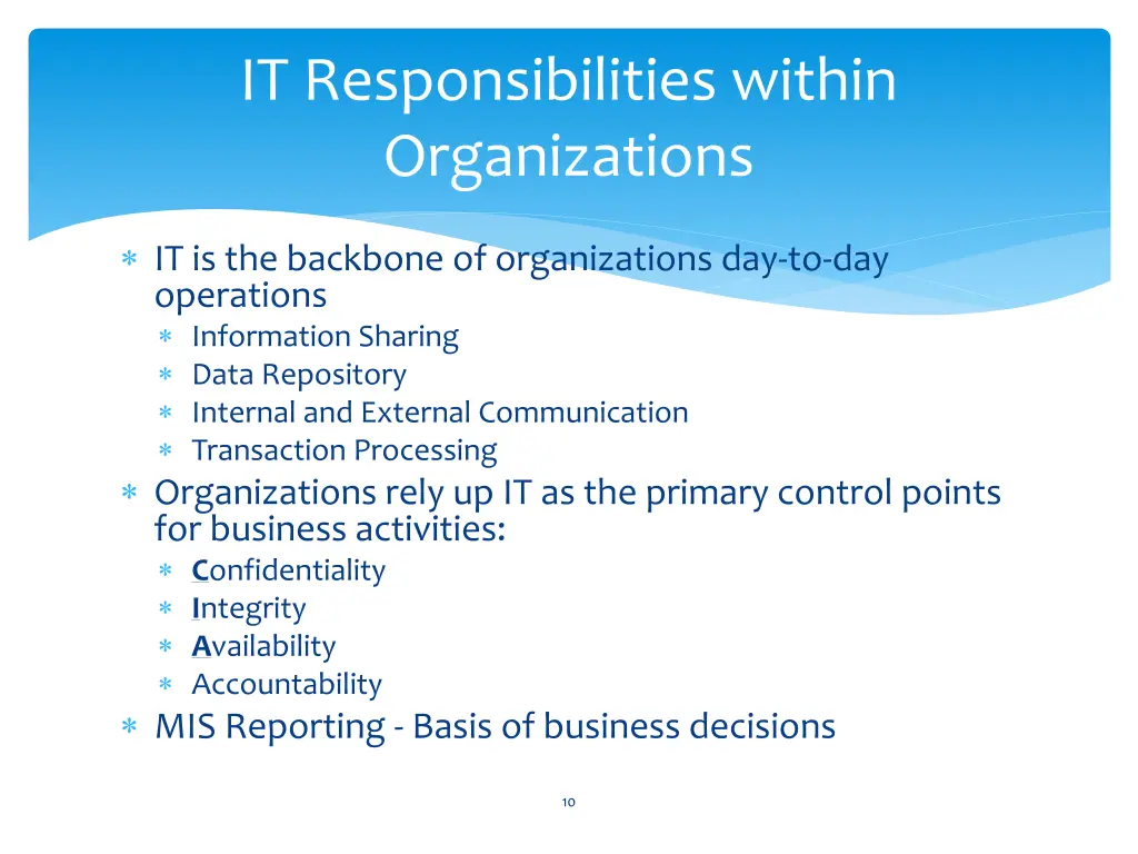 it responsibilities within organizations