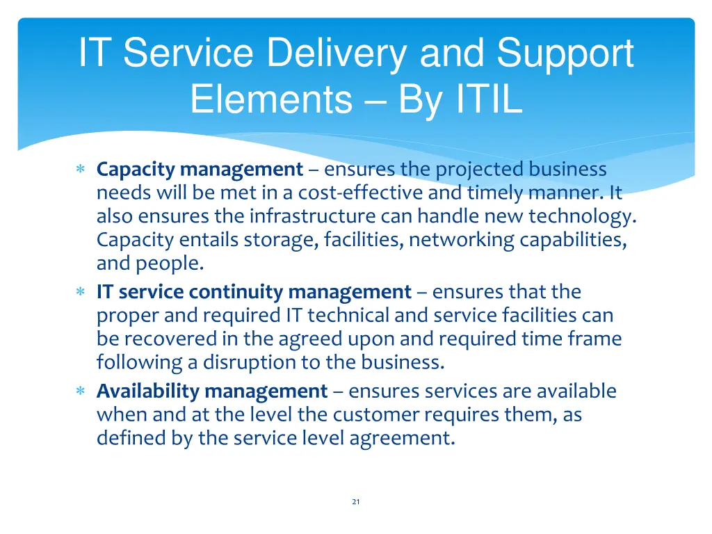 it service delivery and support elements by itil 3