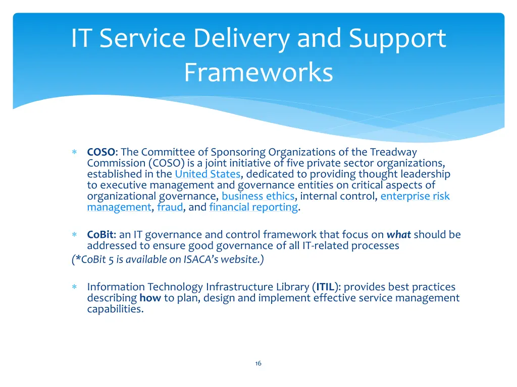 it service delivery and support frameworks