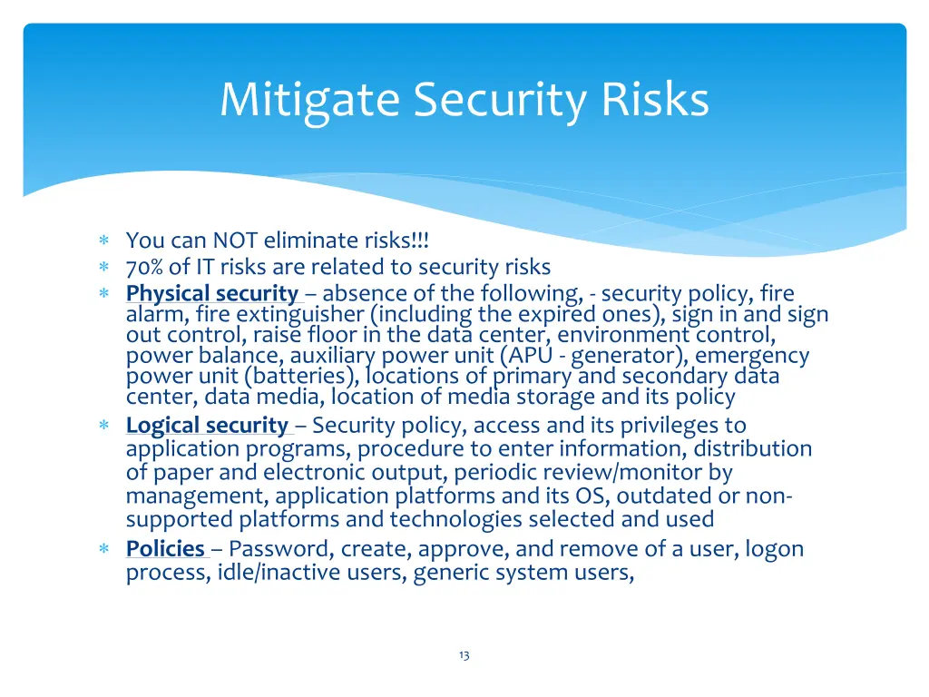 mitigate security risks
