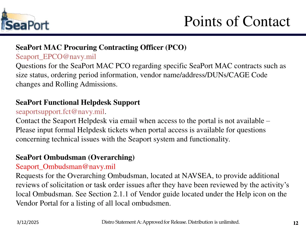 points of contact