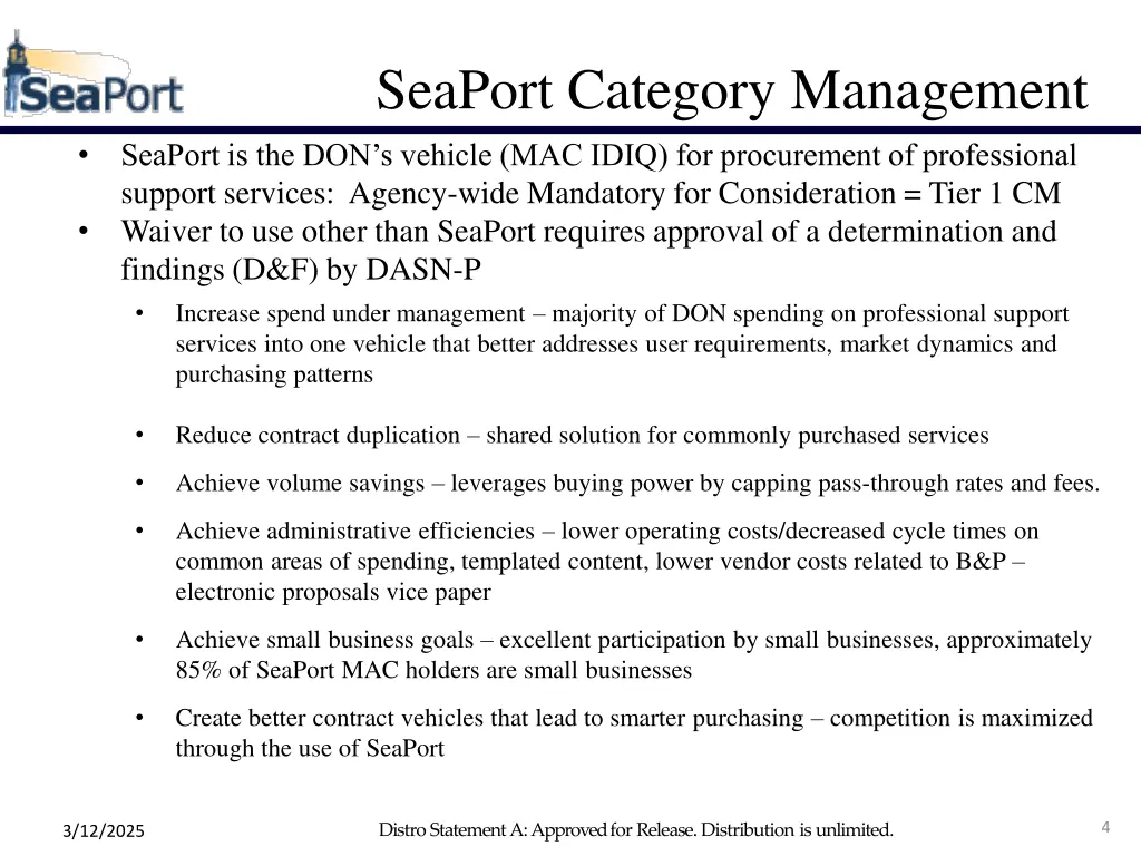 seaport category management