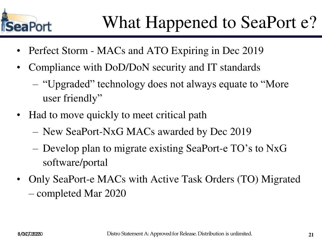 what happened to seaport e